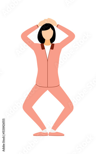Vector illustration of a woman in jersey doing squats
