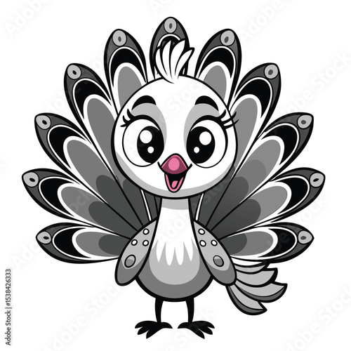 A cute, funny cartoon owl character with big eyes and a smile is flying happily with colorful wings among flowers and a busy bee, perfect for an animal illustration or vector art design