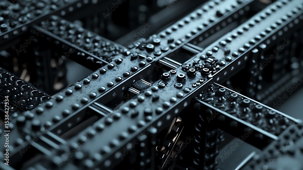 Obraz premium Metal Structure Framework with Rivets and Connecting Beams