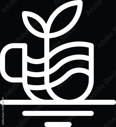 Vector illustration design of a coffee cup logo with an abstract background symbol for business