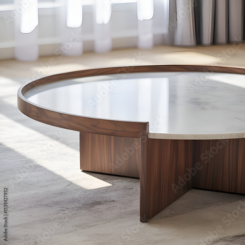Modern Marble and Wood Coffee Table Design