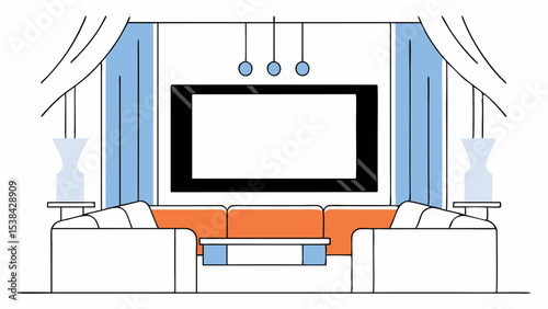 Modern Living Room Interior Design with Sectional Sofa and Large TV