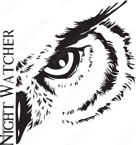 Night watcher illustration showing powerful owl eye focused and alert ready to observe