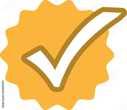 Golden Badge with White Check Mark – Verified Approval Icon in Premium Style