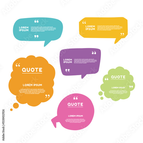 Quote box frame, big set. Texting quote boxes. Blank template quote text info design boxes quotation bubble blog quotes symbols. Creative vector banner illustration. Vector brushes background