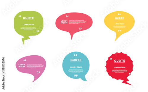 Quote box frame, big set. Texting quote boxes. Blank template quote text info design boxes quotation bubble blog quotes symbols. Creative vector banner illustration. Vector brushes background
