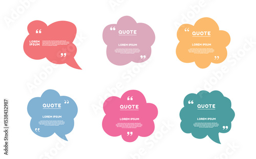Quote box frame, big set. Texting quote boxes. Blank template quote text info design boxes quotation bubble blog quotes symbols. Creative vector banner illustration. Vector brushes background