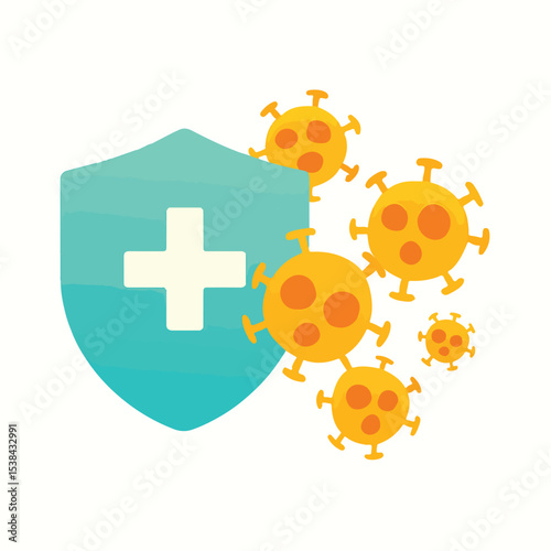 health shield vector that repels viruses