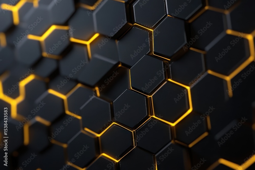 Dynamic hexagon patterns with glowing edges in a dark background creating an engaging abstract visual experience Dynamic hexagon patterns with glowing edges in a dark background creating an engaging abstract visual experience