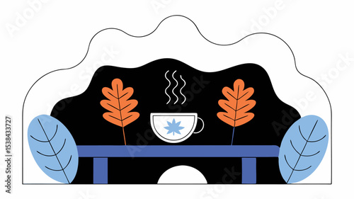 Autumnal Coffee Break on a Bench