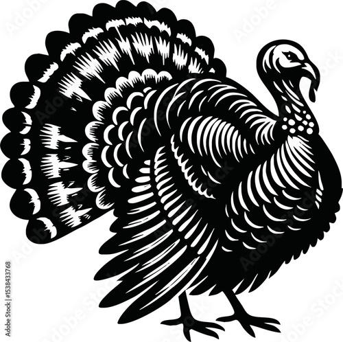 Silhouette turkey bird isolated vector art on white background