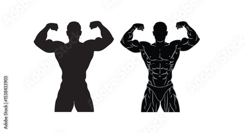 silhouette of bodybuilders