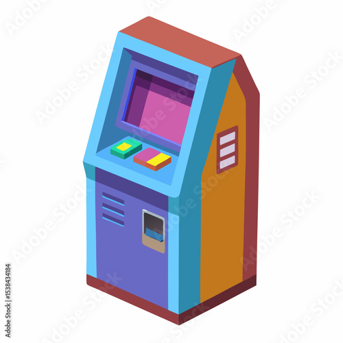Isometric ATM Machine Illustration for Financial and Banking Concepts Design