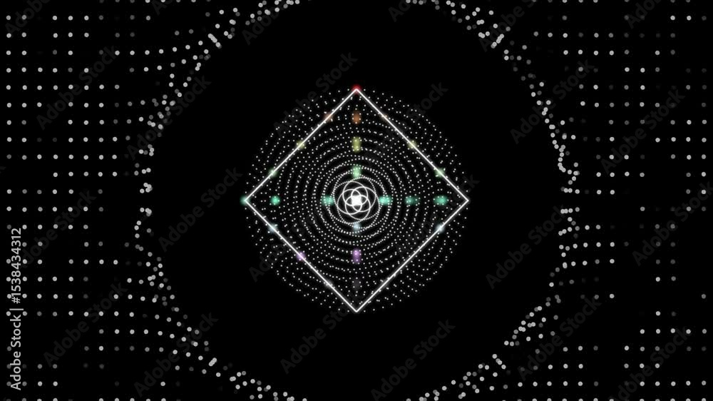 A ball and dot geometrical energy glowing particle. Infinite Loop dot light abstract energy motion.Abstract dot shape animation