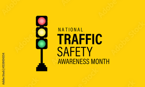 Illustration on the theme of  National Traffic Safety Awareness Month is observed every August. Creating for web banner, cards, prints, social media, poster, flyer and background design template.