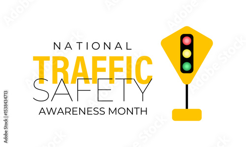 Illustration on the theme of  National Traffic Safety Awareness Month is observed every August. Creating for web banner, cards, prints, social media, poster, flyer and background design template.