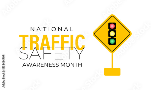 Illustration on the theme of  National Traffic Safety Awareness Month is observed every August. Creating for web banner, cards, prints, social media, poster, flyer and background design template.