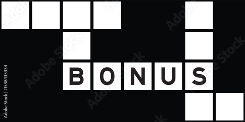 Alphabet letter in word bonus on crossword puzzle background