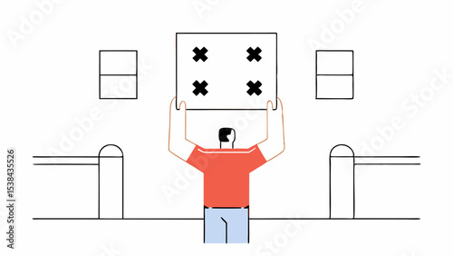 Man Holding a Package Above His Head