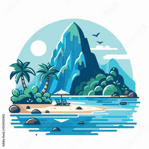 lagoon, blue, nature, travel, summer, water, tourism, landscape, tropical, ocean, vacation, beach, seascape, background, island, holiday, sea, sky, beautiful, paradise, nobody, bay, exotic, mountain, 