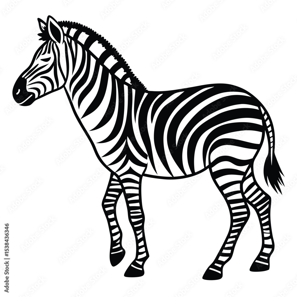Fototapeta premium Zebra Animal Silhouette Icon for Wildlife Designs 