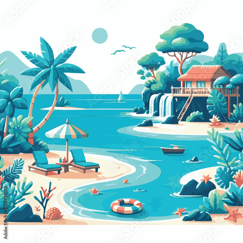 lagoon, blue, nature, travel, summer, water, tourism, landscape, tropical, ocean, vacation, beach, seascape, background, island, holiday, sea, sky, beautiful, paradise, nobody, bay, exotic, mountain, 