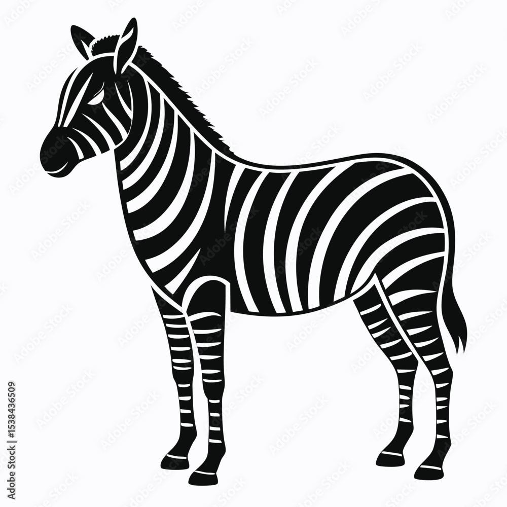 Fototapeta premium Minimalist Zebra Silhouette in Black Vector Style