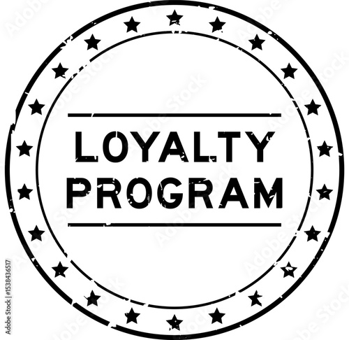 Grunge black loyalty program word round seal stamp on white background