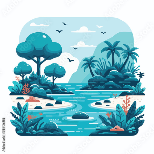 lagoon, blue, nature, travel, summer, water, tourism, landscape, tropical, ocean, vacation, beach, seascape, background, island, holiday, sea, sky, beautiful, paradise, nobody, bay, exotic, mountain, 