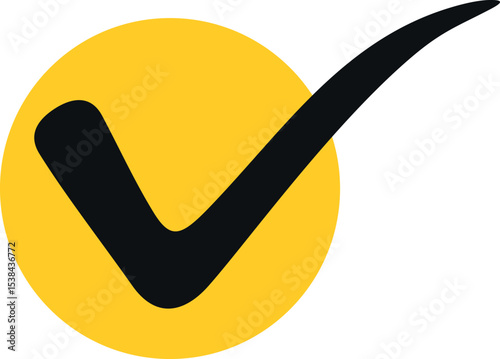 Check mark icon on gray background. stock illustration