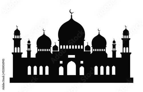 Black Silhouette of a Mosque for Prayer Vector Illustration

