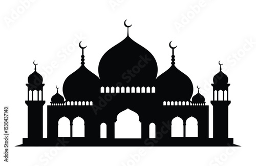 Black Silhouette of a Mosque for Prayer Vector Illustration

