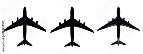 Airplane Silhouette Top View Vector Illustration