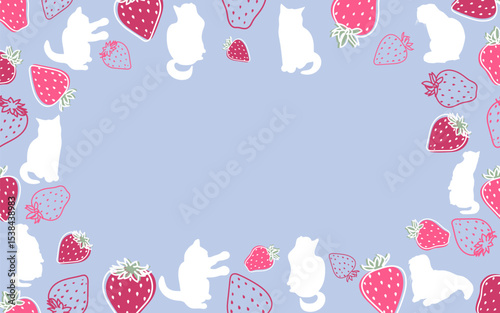Summer Strawberry Fruit and Cats Frame