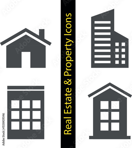 Smart home and real estate tech icons for digital property apps