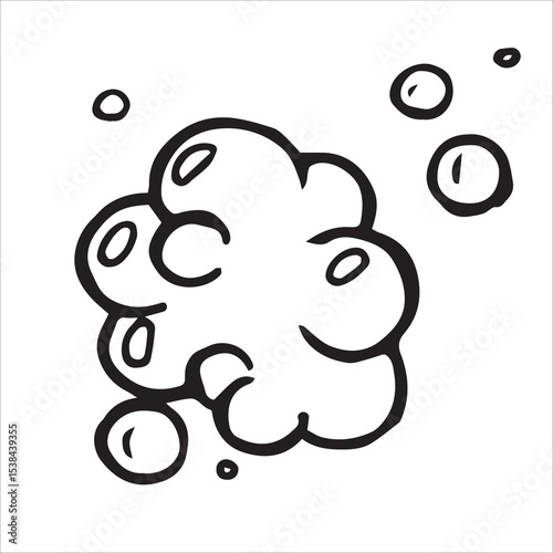 cute doodle illustrations of foam, soap bubbles.