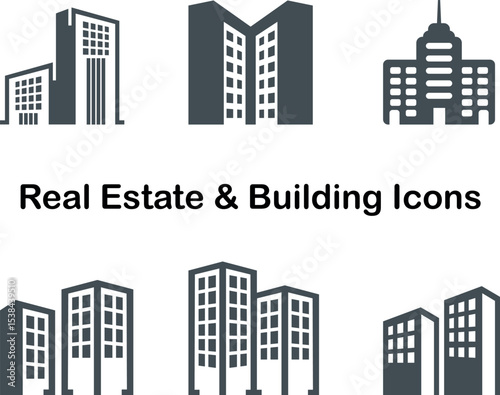 Building and infrastructure icons pack for real estate branding