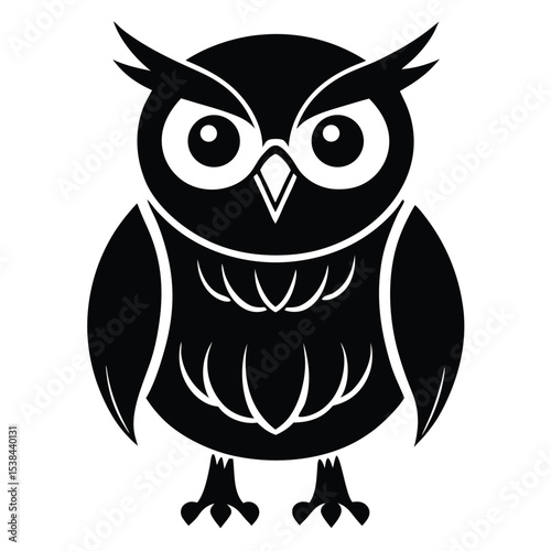 Bold owl silhouette features striking contrasts and simple yet captivating animal element