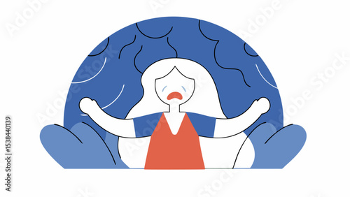 Sad Woman Crying, Feeling Overwhelmed