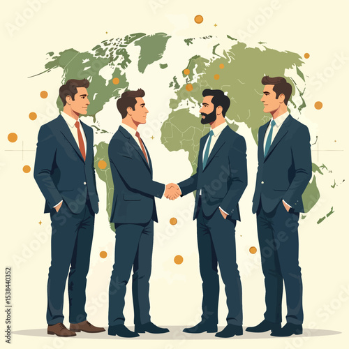 business people shaking hands, a group of business people illustration