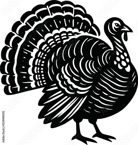 Silhouette turkey bird isolated vector art on white background
