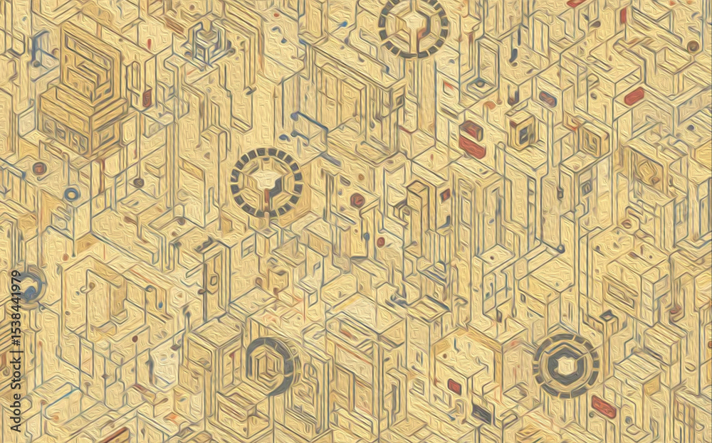 Obraz premium Abstract technology background. . Oil paint illustration.