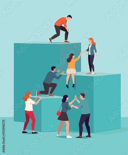 business man and business team, business man and woman, business people team, illustration flat art
