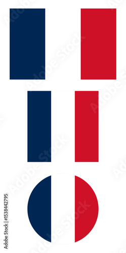 
Metropolitan France flag PNG vector. France square and round icon isolated on transparent PNG background. France flag icon.