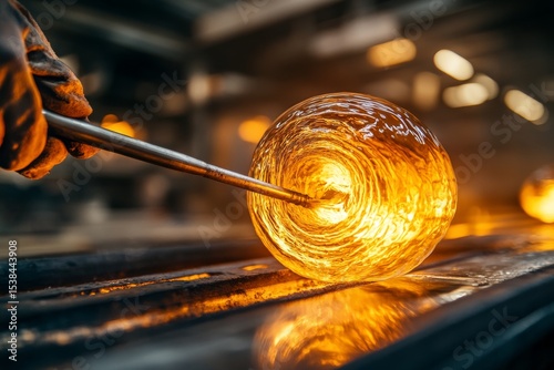 Glass product, in the process of manufacturing. Generative AI