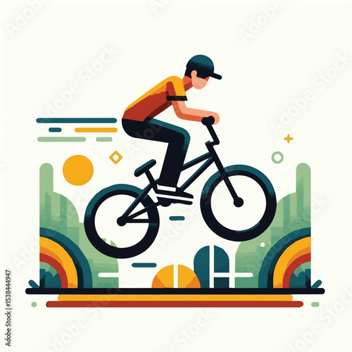 bmx, sport, extreme, cycle, wheel, illustration, race, bicycle, biker, vehicle, cyclist, vector, freestyle, lifestyle, bike, ride, activity, speed, rider, design, jump, silhouette, urban, helmet, tric