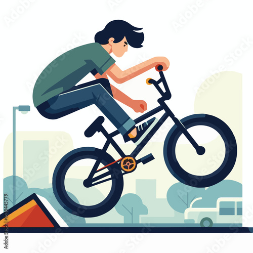 bmx, sport, extreme, cycle, wheel, illustration, race, bicycle, biker, vehicle, cyclist, vector, freestyle, lifestyle, bike, ride, activity, speed, rider, design, jump, silhouette, urban, helmet, tric