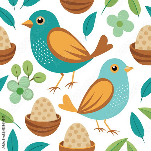 Bird and nest pattern