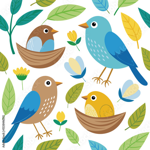 Bird and nest pattern