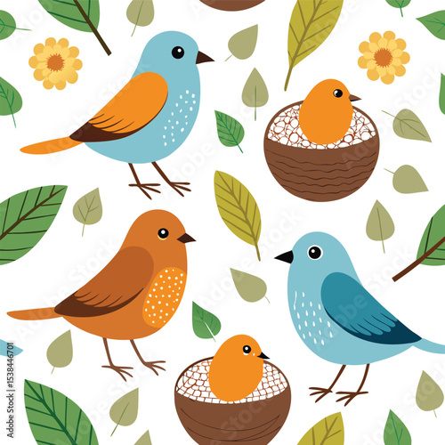 Bird and nest pattern